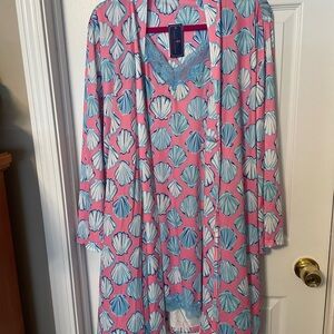 Simply Southern Seashell Print Robe in Pink and Blue